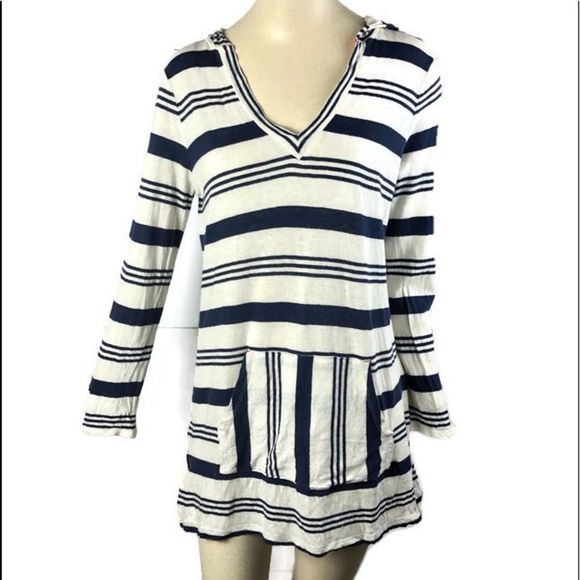 Soft Joie Tops - Soft Joie Gilby Linen Blend Tee Blue Ivory Stripe